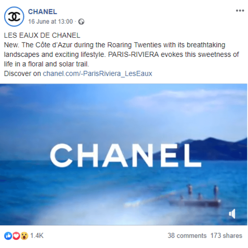 Facebook advert for Chanel Les Eaux De Chanel